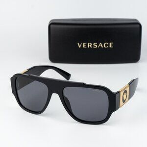 Versace Men Sunglasses Black Grey Polarized Pilot VE4436U GB1/81 NEW AUTHENTIC